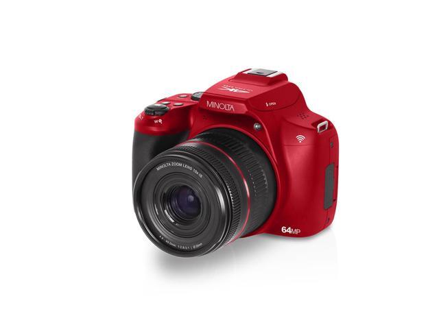 Minolta MNB10Z 64MP Digital Camera, Red, Bundle with Shotgun Microphone, 49mm Filter Kit and Shoulder Bag