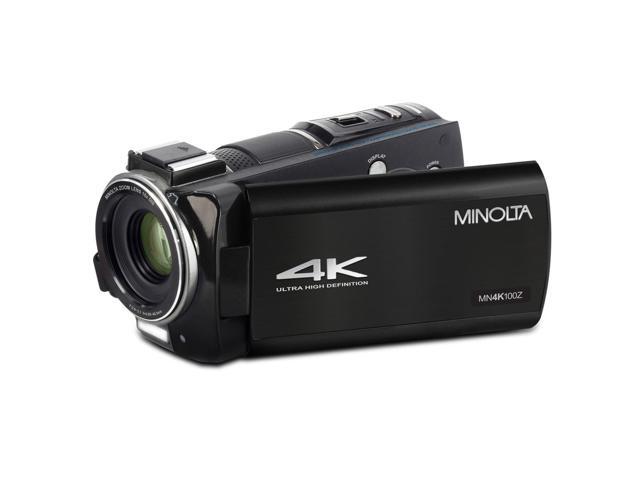 Minolta MN4K100Z 28MP 4K Ultra HD 3.5' Touchscreen Night Vision Camcorder, Black with Essessory Kit