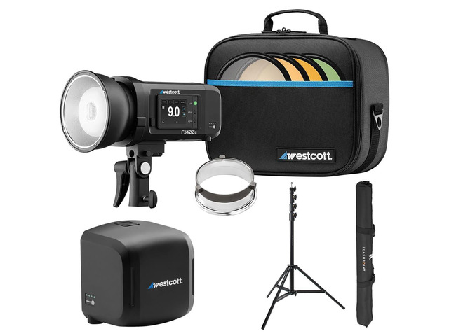 Westcott FJ400 II 400W Bi-Color Strobe, Bundle with FJ ProMax Extra Battery and 9.5' Light Stand