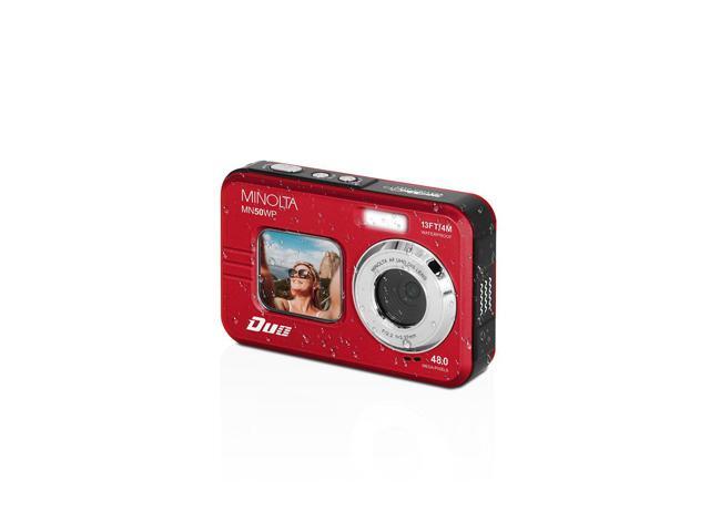 Minolta Minolta Duo MN50WP 48 MP AF 5K Ultra HD Waterproof Digital Camera with Dual Front & Rear LCD, Red with Essessory kit