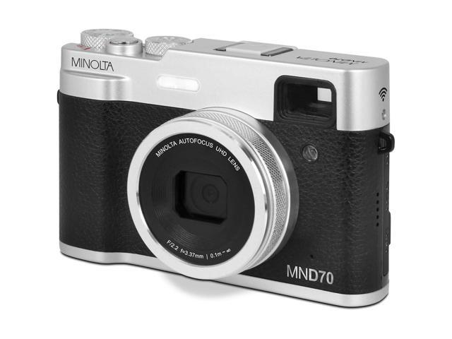Minolta MINOLTA MND70 Retro 48 MP Autofocus / 5K Ultra HD Dual Lens Camera w/WiFi (Silver/Black)