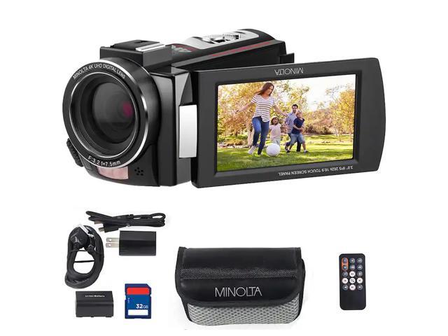 Minolta MN4K25NV 4K Ultra HD 30MP 3' Touchscreen Camcorder with Night Vision, Black