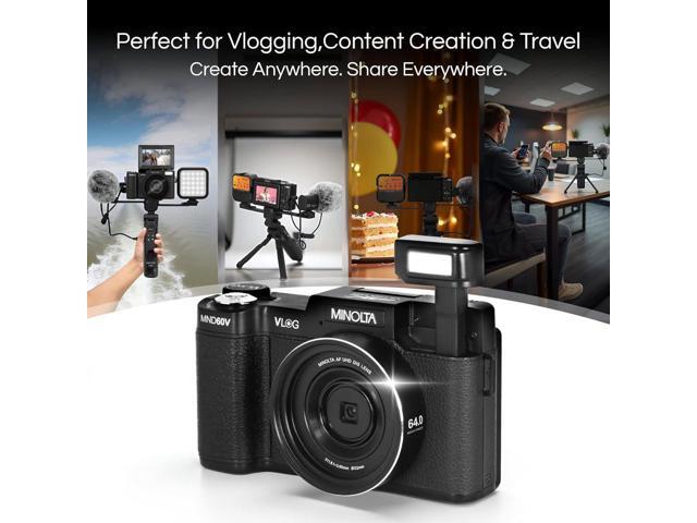Minolta - VLOG MND60V 64.0 Megapixel 4K Video Digital Camera Kit for Content Creators and Vloggers - Black - image 5