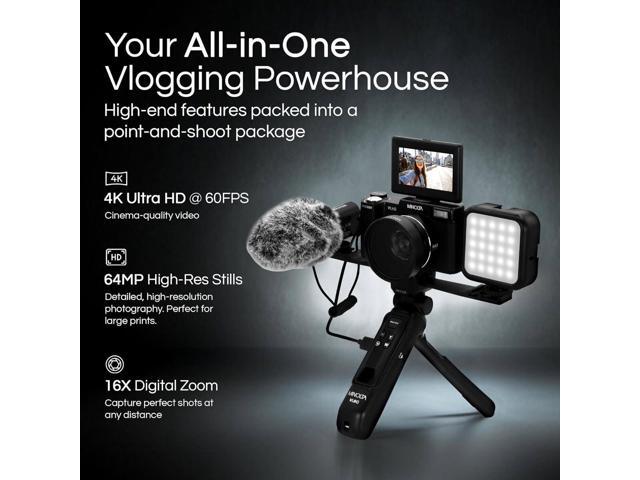 Minolta - VLOG MND60V 64.0 Megapixel 4K Video Digital Camera Kit for Content Creators and Vloggers - Black - image 6