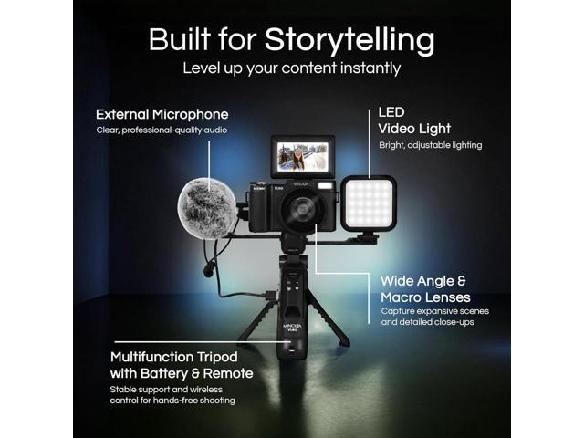 Minolta - VLOG MND60V 64.0 Megapixel 4K Video Digital Camera Kit for Content Creators and Vloggers - Black - image 7