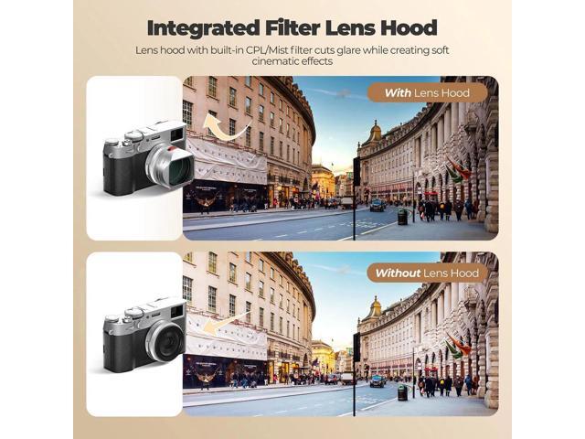 Freewell Real Lens Hood with 49mm CPL/Black Mist 1/4 Filter for Fujifilm X100 Series Camera, Silver