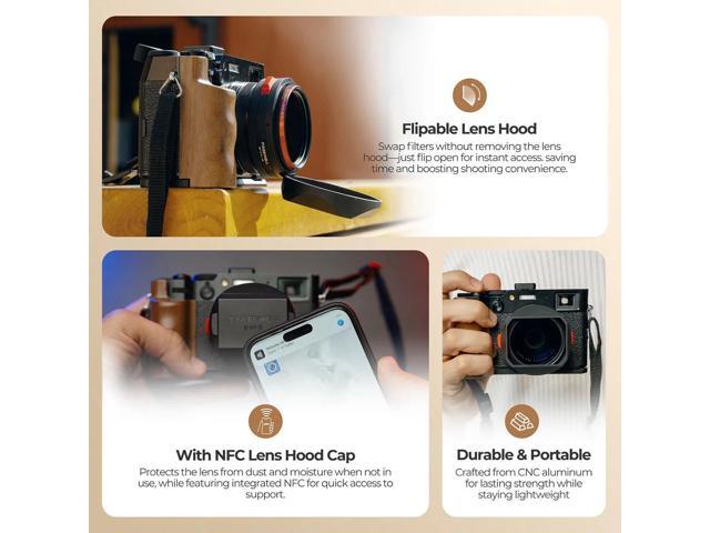 Freewell Real Lens Hood with 49mm CPL/Black Mist 1/4 Filter for Fujifilm X100 Series Camera, Silver