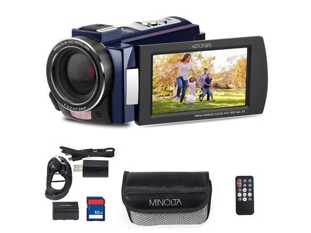 Minolta MN4K25NV 4K Ultra HD 30MP 3' Touchscreen Camcorder with Night Vision, Blue