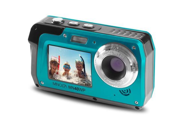 Minolta MN40WP 48MP QHD Dual LCD Screen Waterproof Camera, Blue with accessory kit