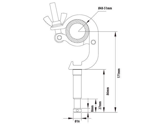 Kupo Handcuff Clamp with 16mm Stud, Silver