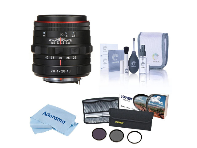 Pentax HD DA 20-40mm f/2.8-4 ED Limited DC WR Lens, Bundle with 55mm Essentials Filter Kit, Cleaning Kit and Cleaning Cloth