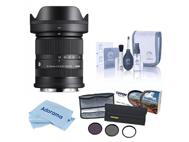 Sigma 18-50mm f/2.8 DC DN Contemporary Lens for L Mount, Bundle with 55mm Essential Filter Kit, Cleaning Kit and Cleaning Cloth