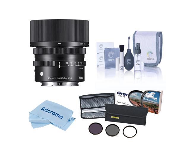 Sigma 45mm f/2.8 DG DN Contemporary Lens for Sony E, Bundle with 55mm Essential Filter Kit, Cleaning Kit and Cleaning Cloth