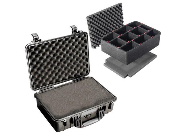 Pelican 1500 Watertight Hard Case with Foam Insert, Bundle with TrekPak Foam Insert Set, Black