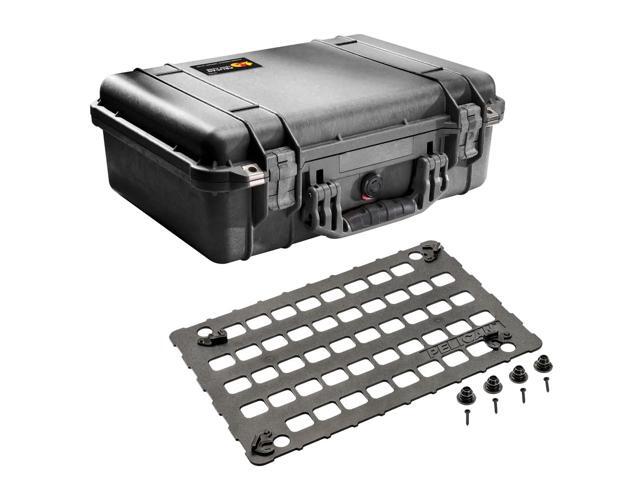 Pelican 1500 Watertight Hard Case with Foam Insert, Bundle with 1500MP EZ Click MOLLE Panel Lid Organizer, Black
