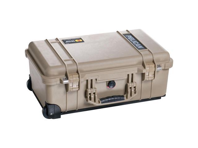 Pelican 1510 Watertight Wheeled Carry On Hard Case, Desert Tan, Bundle with 1510MP EZ Click MOLLE Panel Lid Organizer