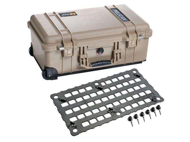 Pelican 1510 Watertight Wheeled Carry On Hard Case, Desert Tan, Bundle with 1510MP EZ Click MOLLE Panel Lid Organizer