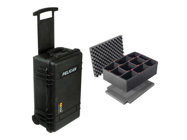 Pelican 1510 Carry On Case with Yellow and Black Divider Set and Wheels, Black with Trekpak custom insert f/ pelican 1510