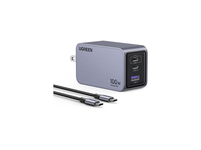 UGREEN - Nexoede Pro 100W USB-C Charger Set, PPS 3-Port Compact Foldable GaN Charger for MacBook Pro/Air, iPad, iPhone Series - Space Gray - image 2