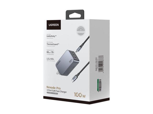 UGREEN - Nexoede Pro 100W USB-C Charger Set, PPS 3-Port Compact Foldable GaN Charger for MacBook Pro/Air, iPad, iPhone Series - Space Gray - image 4