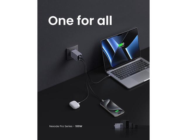 UGREEN - Nexoede Pro 100W USB-C Charger Set, PPS 3-Port Compact Foldable GaN Charger for MacBook Pro/Air, iPad, iPhone Series - Space Gray - image 7