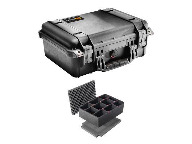 Pelican 1450 Watertight Hard Case Without Foam Insert - Black with 1450 Trekpak case divider set