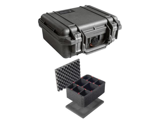 Pelican 1200 Watertight Mini-S Hard Case with Foam Insert - Black with 1200 Trekpak case divider set