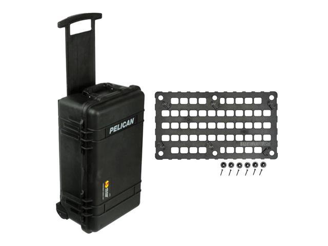Pelican 1510 Carry On Case with Yellow and Black Divider Set and Wheels, Black with Pelican 1510mp molle panel lid organize