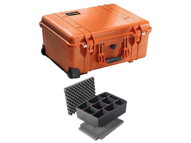 Pelican 1560 Watertight Hard Case with Cubed Foam Interior & Wheels - Orange with Trekpak custom insert f/ pelican 1560