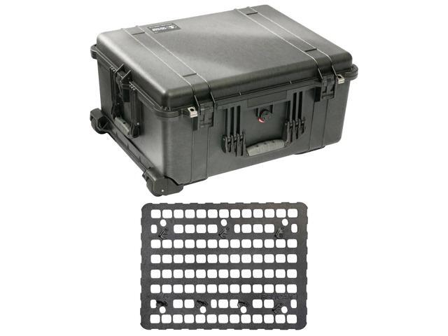 Pelican 1610 Watertight Hard Case with Cubed Foam & Wheels - Black with Pelican 1610mp molle lid organizer