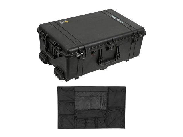 Pelican 1650 Watertight Wheeled Hard Case with Foam Insert - Black with Pelican 1659 lid organizer f/1650-1654