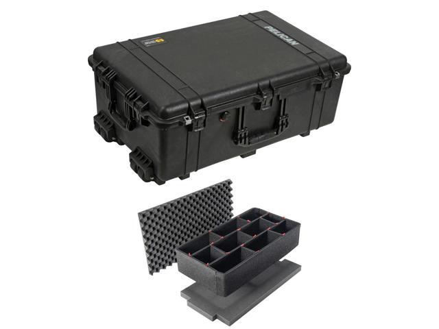 Pelican 1650 Watertight Wheeled Hard Case with Foam Insert, Bundle with TrekPak Divider Kit, Black