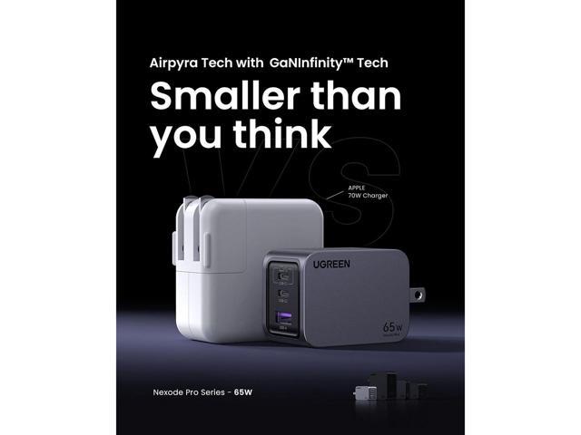 UGREEN - Nexoede Pro 65W USB-C Charger Set, PPS 3-Port Compact Foldable GaN Charger for MacBook Pro/Air, iPad, iPhone Series - Space Gray - image 4
