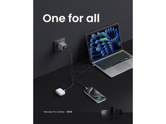 UGREEN - Nexoede Pro 65W USB-C Charger Set, PPS 3-Port Compact Foldable GaN Charger for MacBook Pro/Air, iPad, iPhone Series - Space Gray - image 5
