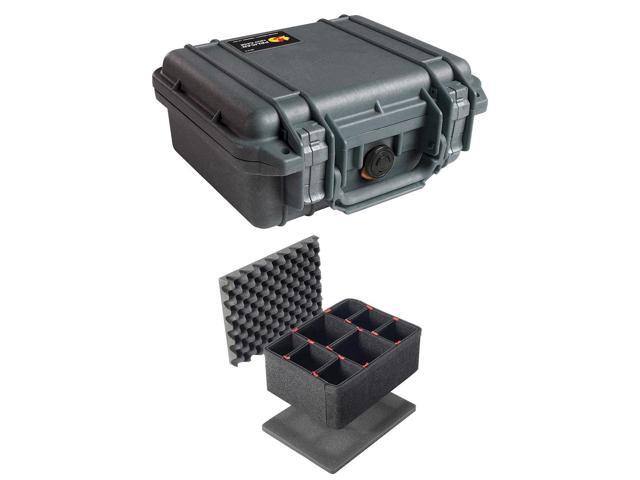 Pelican 1200 Watertight Mini-S Hard Case, Bundle with Divider Kit, Black