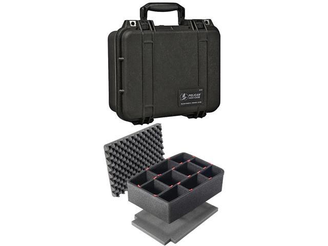 Pelican 1400 Watertight Hard Case with Foam Insert, Bundle w/Divider Kit, Black
