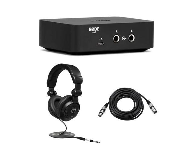 Rode AI-1 Studio-Quality USB Audio Interface, Bundle with TAPH100 Headphones and 25' XLR Male to Female Microphone Cable