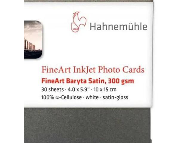 Hahnemuhle FineArt Baryta Satin Inkjet Photo Card, 4x6', 30 Sheets