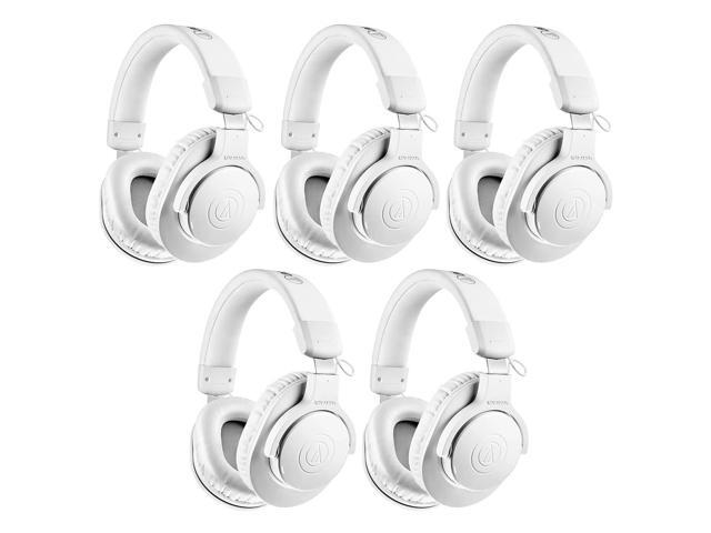 Audio-Technica ATH-M20x Closed-Back Over-Ear Professional Monitor Headphones, White, 5-Pack