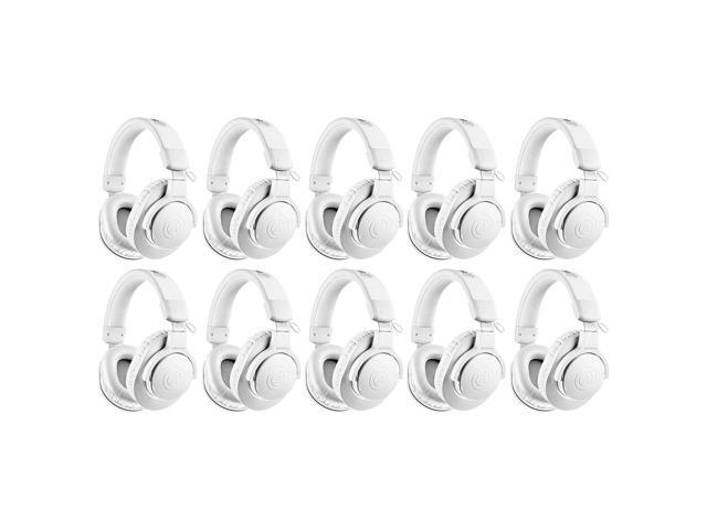 Audio-Technica ATH-M20x Closed-Back Over-Ear Professional Monitor Headphones, White, 10-Pack
