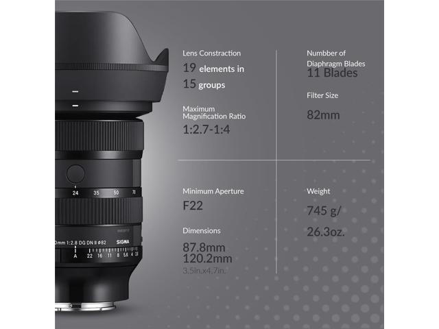 Sigma 24-70MM F2.8 DG DN II ART Lens for Sony E Bundle with Slinger Soft Lens Case Medium, 82mm Digital Essentials Filter Kit, Complete Optics Care...