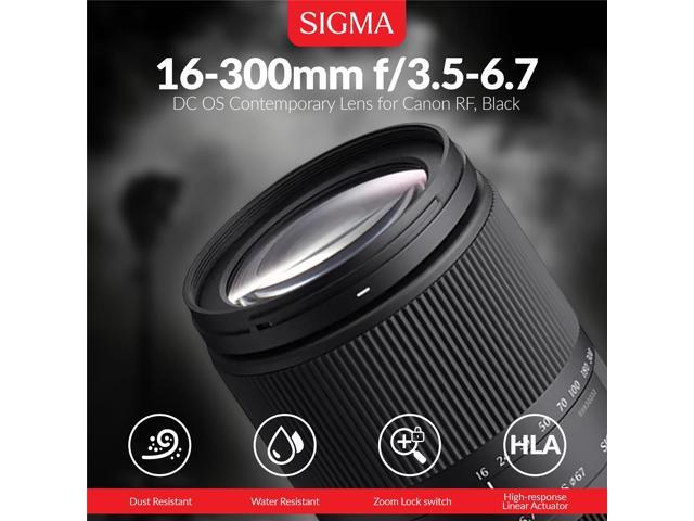 Sigma 16-300mm f/3.5-6.7 DC OS Contemporary Lens for Canon RF, Black Bundle with Universal Lens Cap Tether, Cleaning Kit, Software Kit for PC,...
