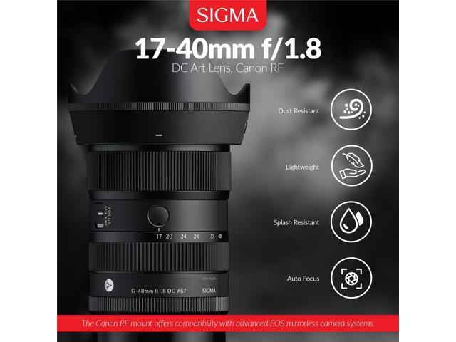 Sigma 17-40mm f/1.8 DC Art Lens for Canon RF, Bundle with 67mm Filter Kit, PC Software Kit, Cap Keeper and Cleaning Kit