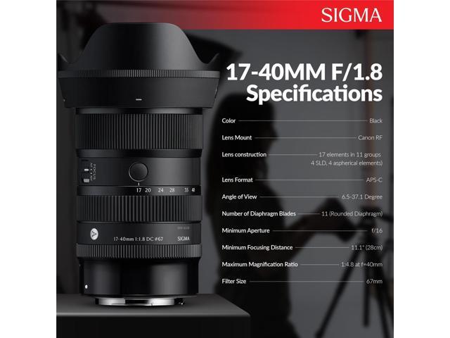 Sigma 17-40mm f/1.8 DC Art Lens for Canon RF, Bundle with 67mm Filter Kit, PC Software Kit, Cap Keeper and Cleaning Kit