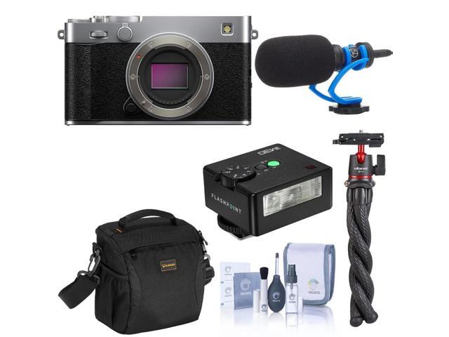 Fujifilm X-E5 Mirrorless Camera, Silver Bundle with Memory Card, Shoulder Bag, Cleaning Kit, Battery Pack, Card Reader