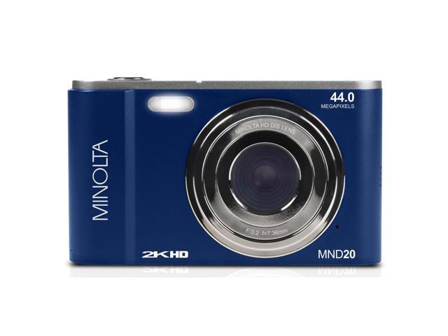 Minolta MND20 44MP 2.7K Quad HD Digital Camera, Blue, Bundle with 64GB Memory Card, Octopus Tripod, USB 2.0 Card Reader