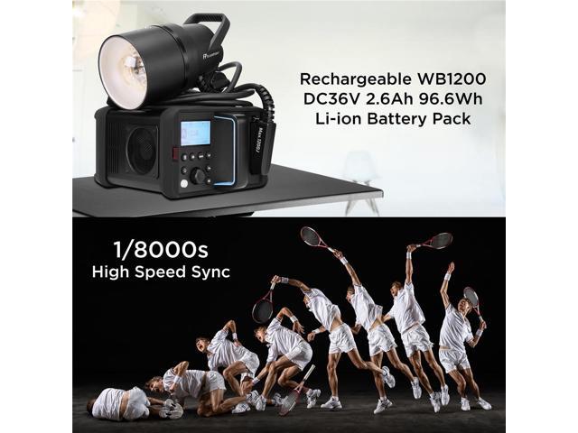 Flashpoint XPLOR Power 1200 Pro R2 TTL Flash Strobe Light with 36V/2600mAh 96.6Wh Li-Ion Battery, 1200WS Studio Light with COB LED Modeling Lamp,...