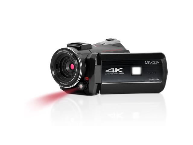 Minolta MN4K40NV 30MP 4K UHD 3' Touch Night Vision Camcorder, Black, w/Tripod