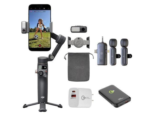 DJI Osmo Mobile 8 Smartphone Gimbal + 3-In-1 Wireless Mic Set + Power Bank + 2-Port Wall Charger