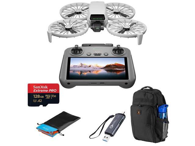 DJI Flip Drone with RC 2 Remote Controller + Backpack, SD Card + Landing Pad, Card Reader